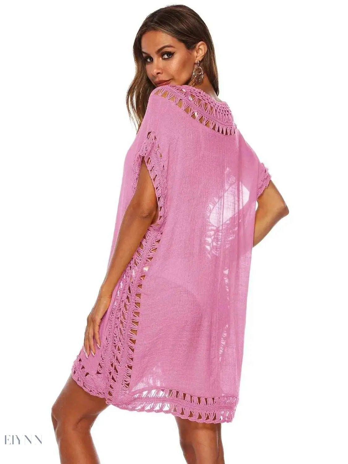 Boho Crochet Beach Cover Up Lightweight Dress for Effortless Style - EBYNN