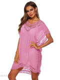 Boho Crochet Beach Cover Up Lightweight Dress for Effortless Style - EBYNN
