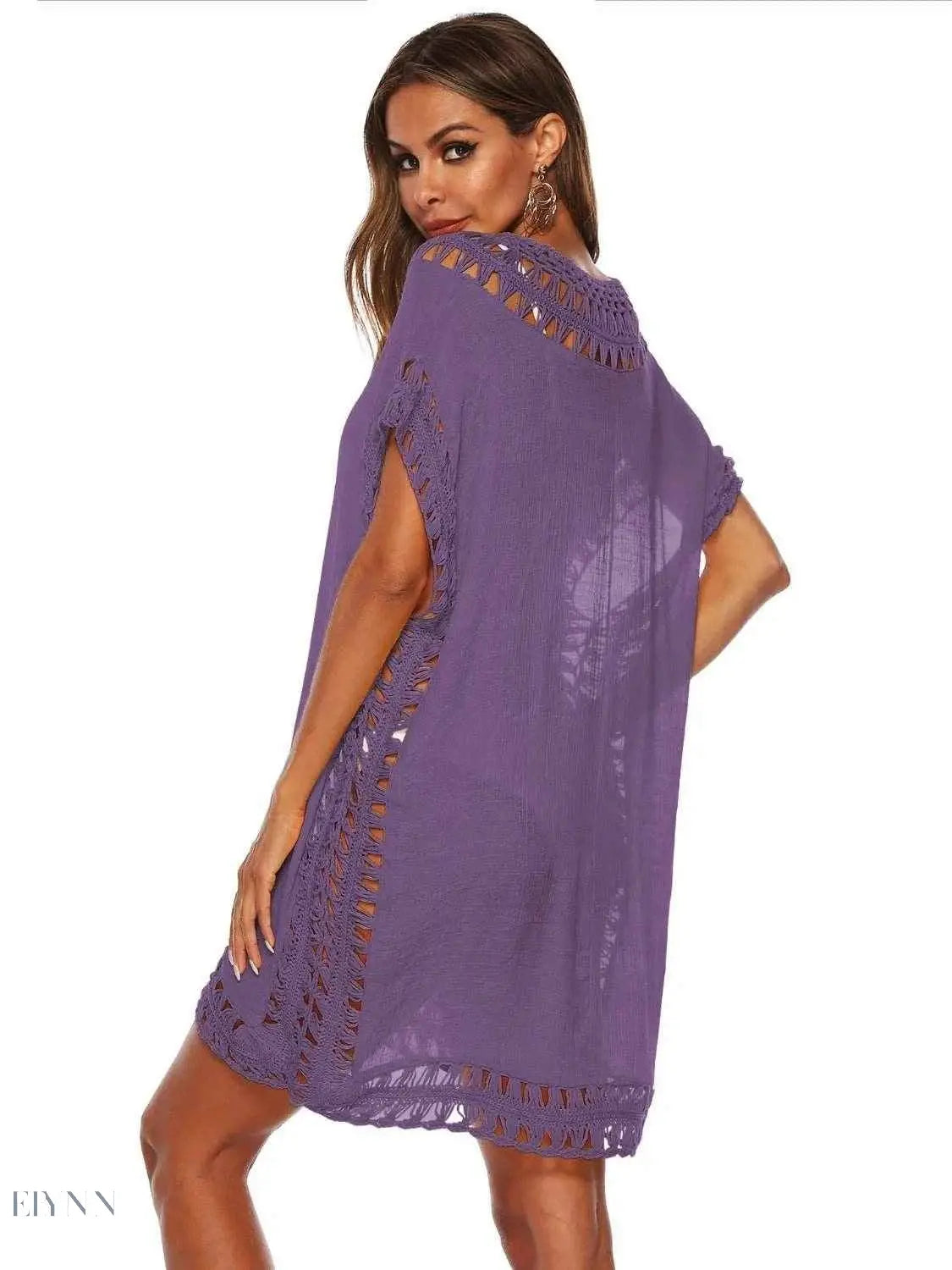 Boho Crochet Beach Cover Up Lightweight Dress for Effortless Style - EBYNN