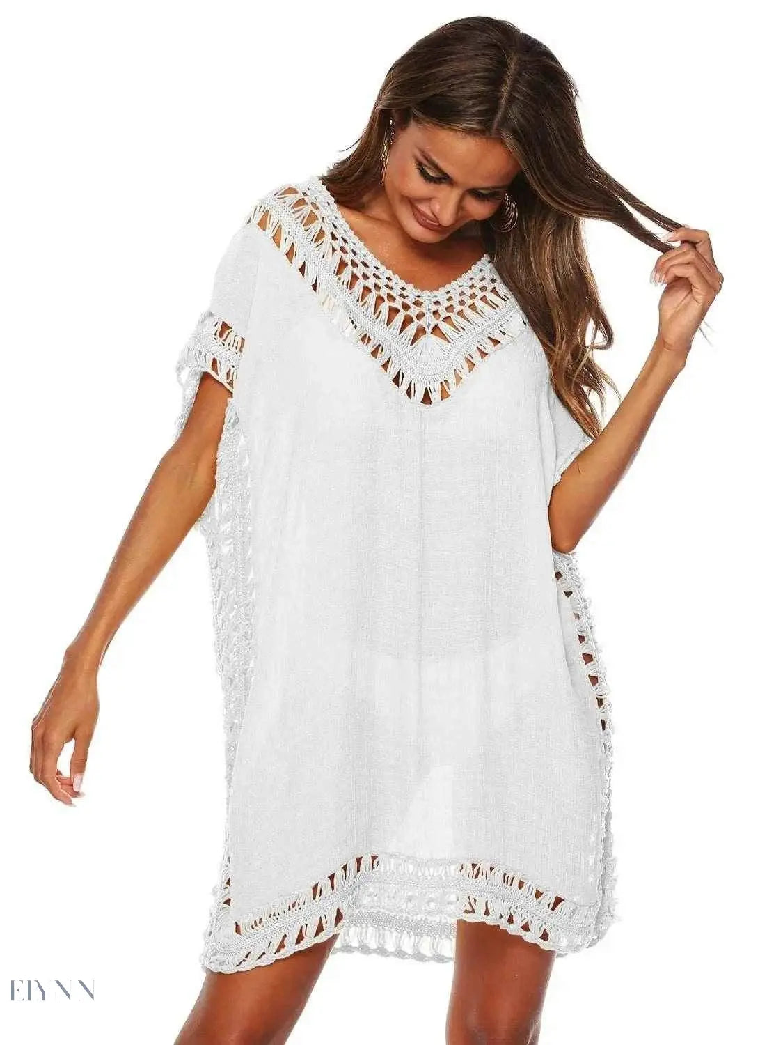 Boho Crochet Beach Cover Up Lightweight Dress for Effortless Style - EBYNN