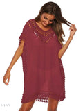 Boho Crochet Beach Cover Up Lightweight Dress for Effortless Style - EBYNN