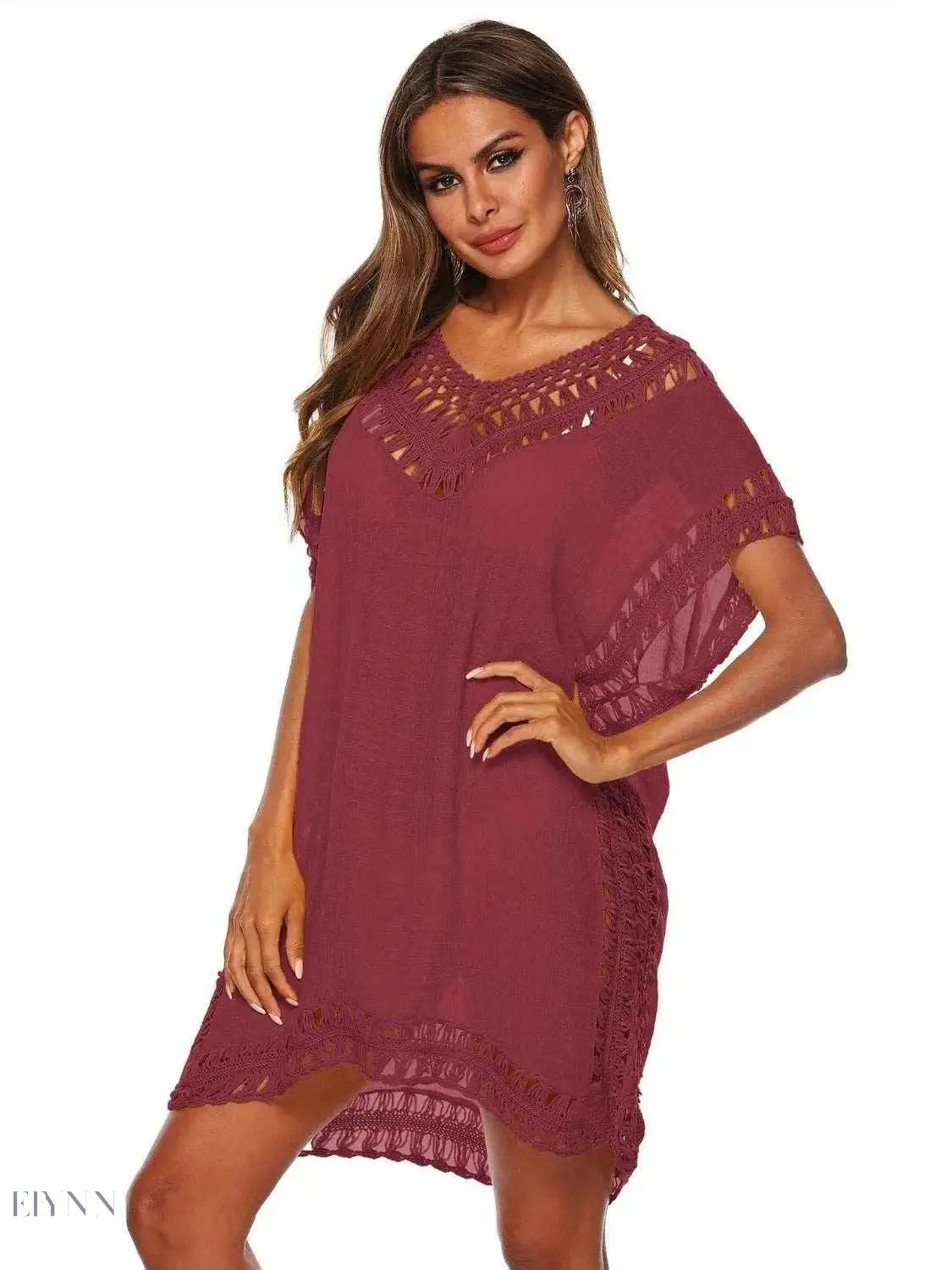 Boho Crochet Beach Cover Up Lightweight Dress for Effortless Style - EBYNN