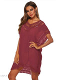 Boho Crochet Beach Cover Up Lightweight Dress for Effortless Style - EBYNN