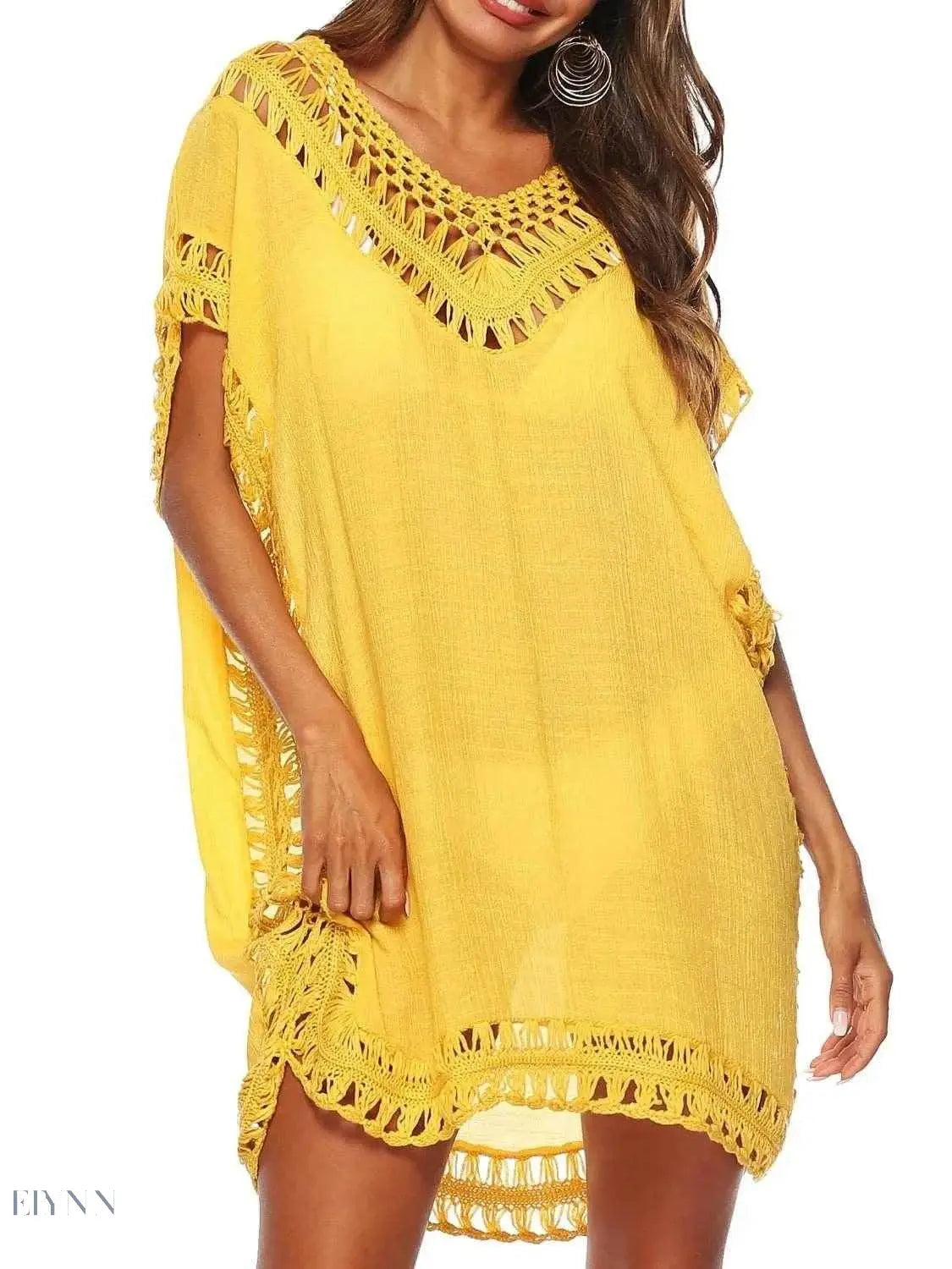 Boho Crochet Beach Cover Up Lightweight Dress for Effortless Style - EBYNN