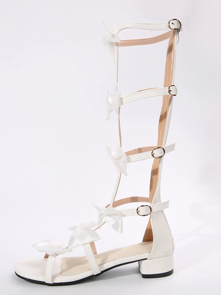 Bow Low Heels Sandals.