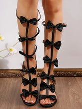 Bow Low Heels Sandals.