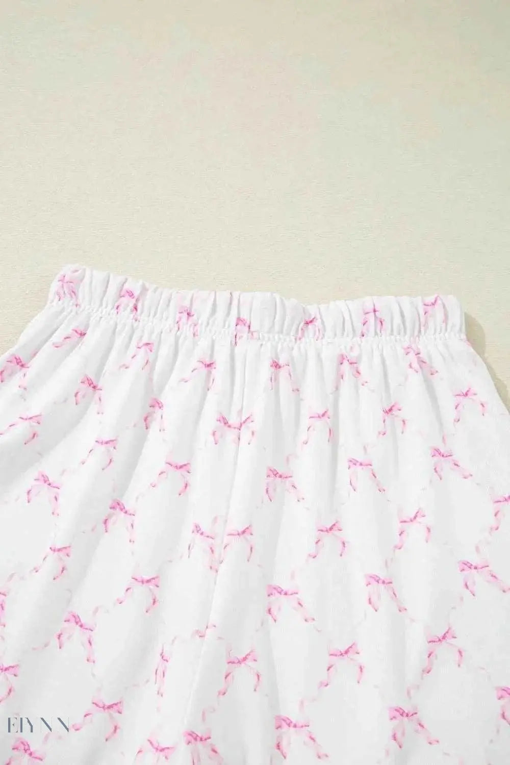 Bow Print Lounge Set with Lettuce Trim Top & Shorts for Ultimate Comfort - EBYNN