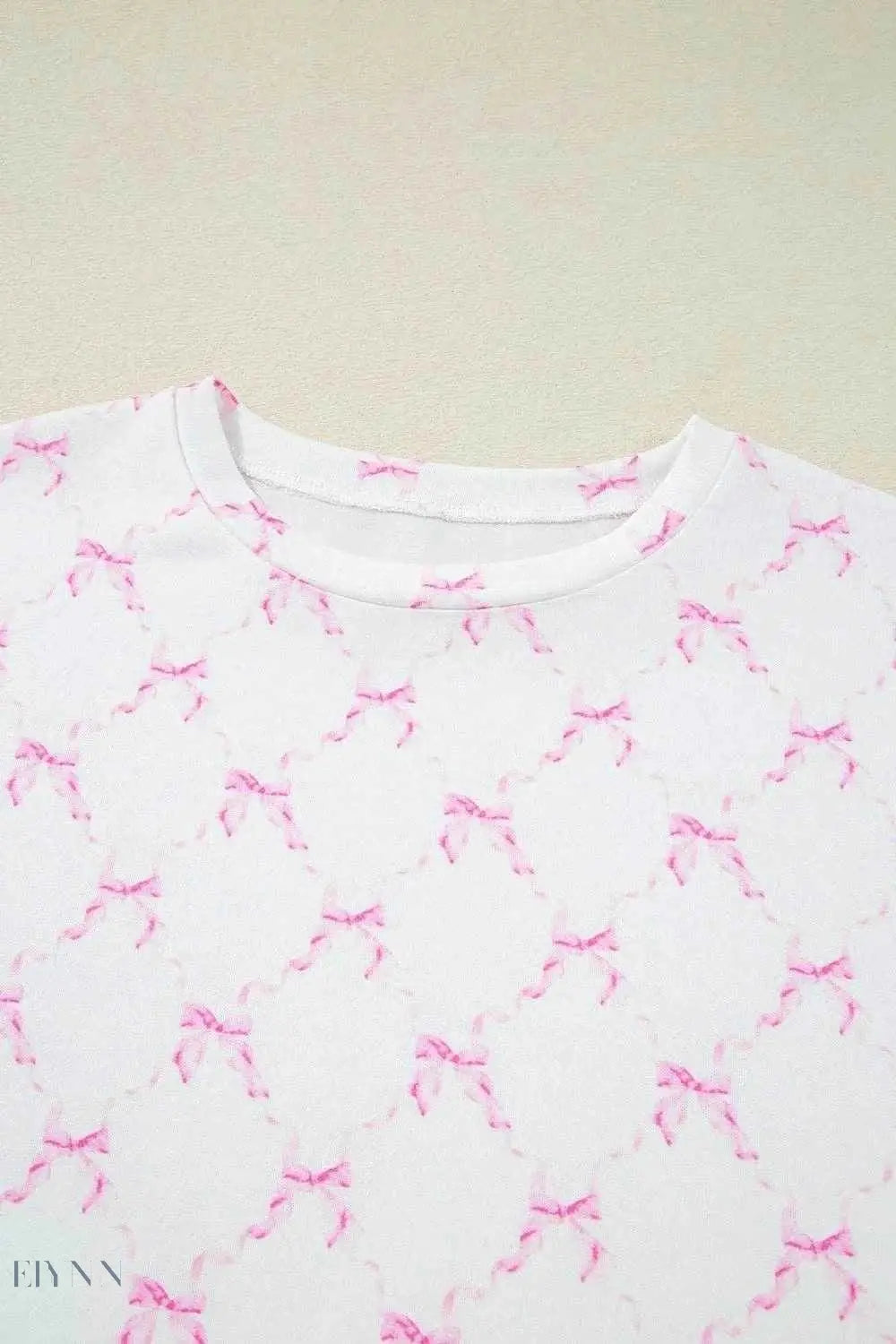 Bow Print Lounge Set with Lettuce Trim Top & Shorts for Ultimate Comfort - EBYNN