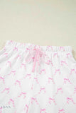 Bow Print Lounge Set with Lettuce Trim Top & Shorts for Ultimate Comfort - EBYNN