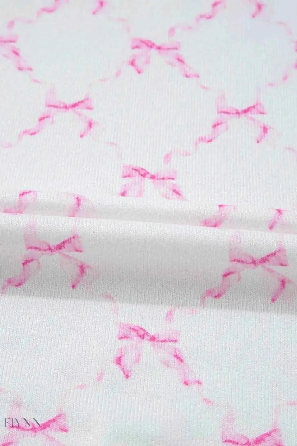 Bow Print Lounge Set with Lettuce Trim Top & Shorts for Ultimate Comfort - EBYNN