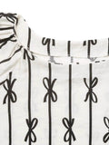 Bow Print Blouse with Puff Sleeves - EBYNN