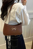 Bow Trim PU Leather Small Shoulder Bag.