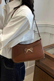 Bow Trim PU Leather Small Shoulder Bag.