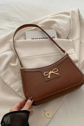 Bow Trim PU Leather Small Shoulder Bag.