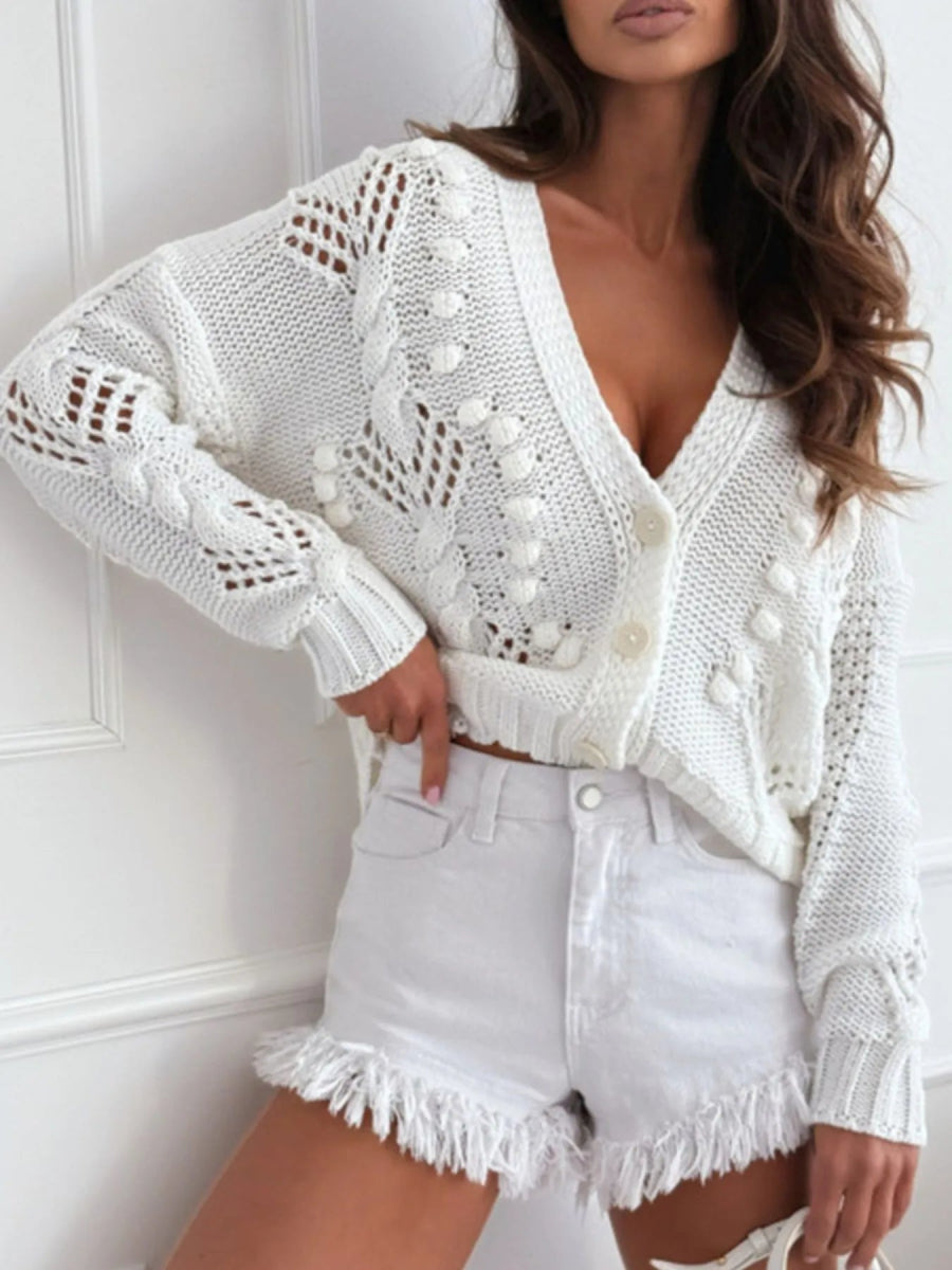 Button Up V-Neck Cardigan.