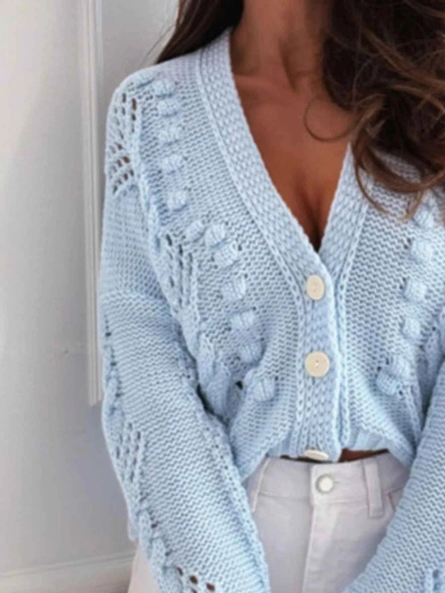 Button Up V-Neck Cardigan.