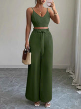V-Neck Cami and Wide Leg Pants Set.