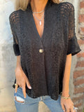 Plus Size One Button Openwork Cardigan.