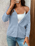 Textured Button-Front Cardigan with 3/4 Sleeves.
