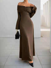 Off-Shoulder Long Sleeve Bodycon Maxi Dress.