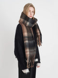 Fringe Plaid Polyester Scarf.
