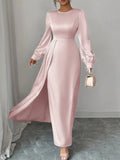 Satin Long Sleeve Maxi Dress.