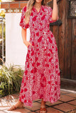 Paisley Print Puff Sleeve High Waist Maxi Dress.