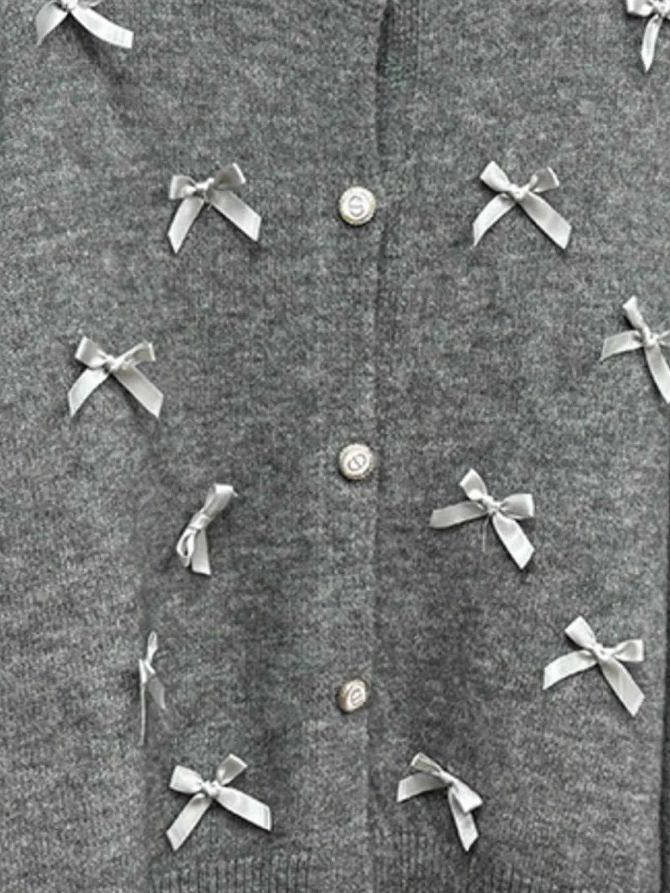 Bow Button Up Long Sleeve Cardigan.