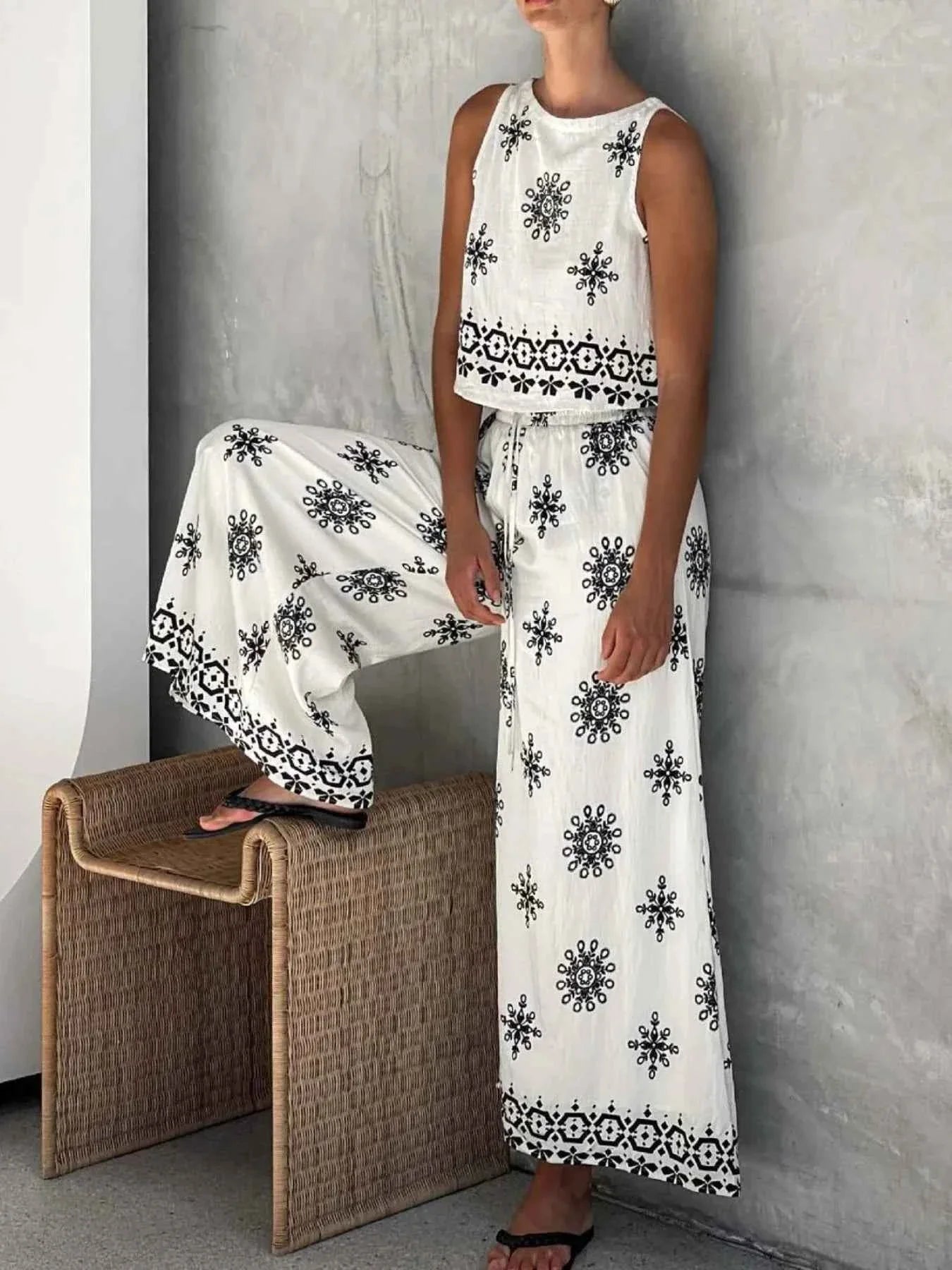 Stylish Printed Tank and Pants Set.