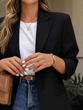 Pocketed Lapel Collar Long Sleeve Blazer.