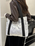 Large Solid Color Tote Bag with Side Pockets.