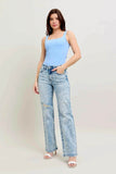 Judy Blue Plus Size High-Waist Mineral Wash 90's Straight Jeans.