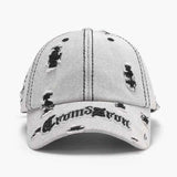 Distressed Letter Embroidered Baseball Cap.