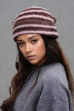 Fuzzy Contrast Striped Thermal Hat.