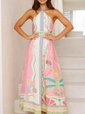Halter Neck Printed Maxi Dress.