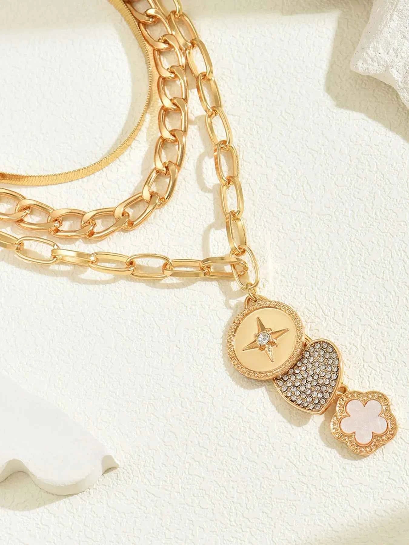 18K Gold-Plated Stainless Steel Layered Necklace.