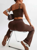 Tube Top & High Waist Flare Pants Active Set.
