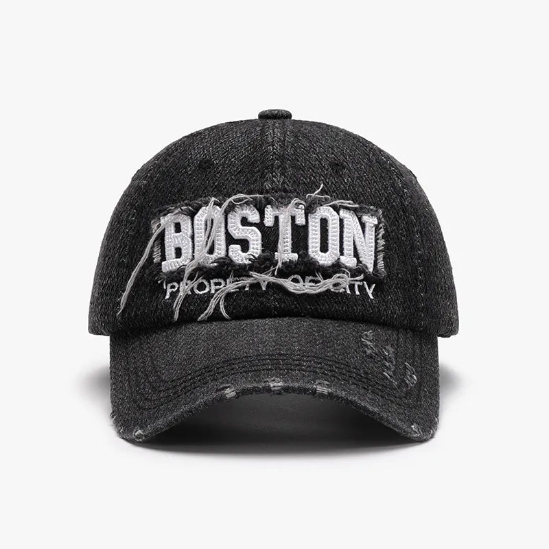 Adjustable Cotton Baseball Cap with Letter Design.