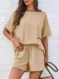 Round Neck T-Shirt and Shorts Set for Comfortable Everyday Wear - EBYNN