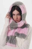 Fuzzy Contrast Striped Scarf.