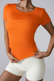 Cutout Round Neck Short Sleeve Active T-Shirt.