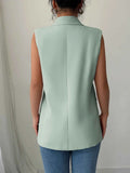 One Button V-Neck Blazer Vest Coat.