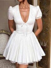 V-Neck Short Sleeve Mini Dress.