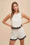 Annie Wear Ric Rac Trim Top & Shorts Set - EBYNN