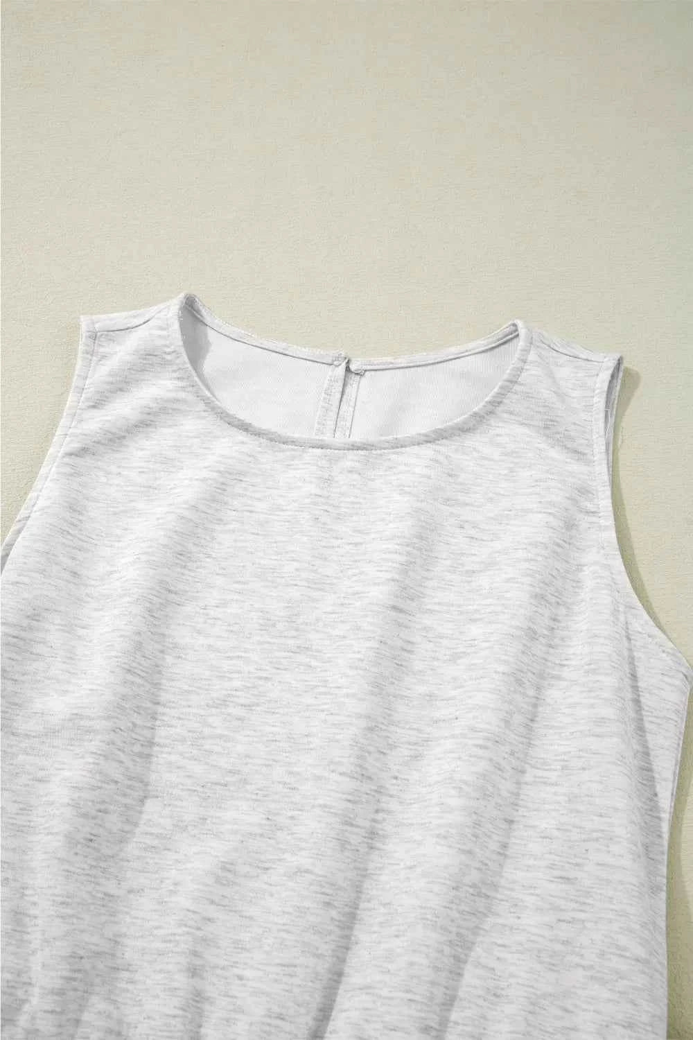 Solid Color High Waist Sleeveless Jumpsuit with Drawstring.