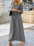 Plus Size Solid Color Maxi Shirt Dress.