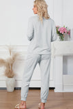 Round Neck Top and Drawstring Pants Lounge Set.