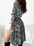 Printed Tie Waist Midi Dress.