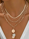 18K Gold-Plated Stainless Steel Layered Necklace.