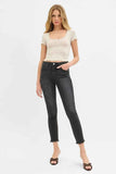 RISEN Plus Size Tummy Control Mid Rise Crop Skinny Jeans.